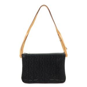 Celine Macadam Suede Shoulder Bag Black